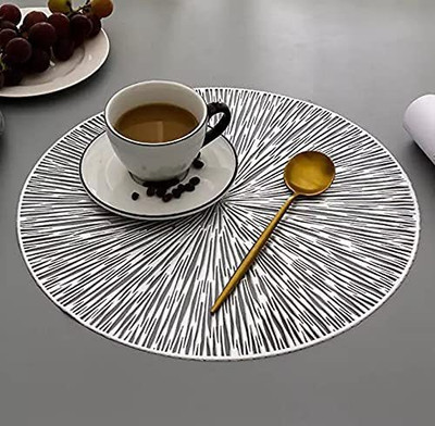 DPA Collection Round Pack of 6 Table Placemat(Silver, PVC)