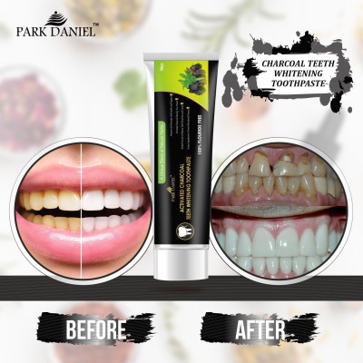 PARK DANIEL Natural Activated Charcoal Teeth Whitening Toothpaste - For Stain, Toothpaste(100)