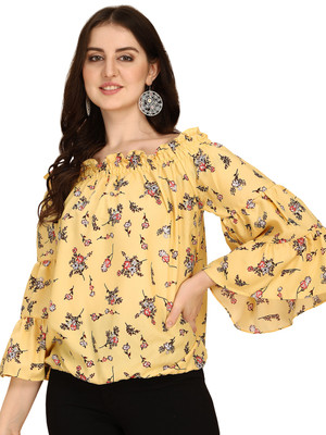 Oomph! Party Printed Women Yellow Top