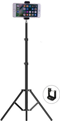 RECTITUDE 2.1/8 feet Meter Phone Tripod Stand Flexible Metal Video Camera Stand Light Camera led Tube Light Stand Studio DSLR,Mannequin Camcorder Sports Stand Live Floor Make up Tripod(Black, Supports Up to 1500 g)