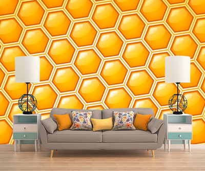 COLOR SOLUTION Vinyl Abstract Yellow Wallpaper(L x W: 228 cm x 40 cm)