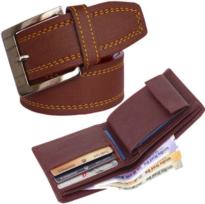 SunShopping Wallet & Belt Combo(Brown)