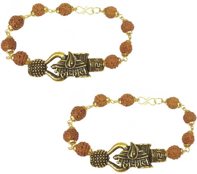 Adhvik Rudraksha Gold-plated Bracelet Set(Pack of 2)
