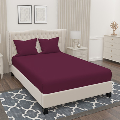 Vomzer 300 TC Microfiber Double Solid Flat Bedsheet(Pack of 1, Wine)