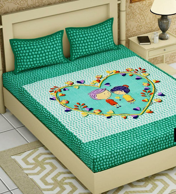 Coppvilla Cotton Double Flat 144 TC Printed Bedsheet(Pack of 1, Multicolor)