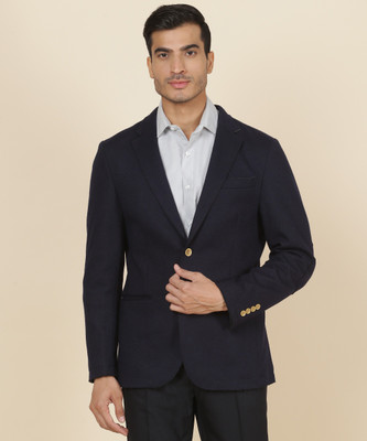 Blackberrys Solid Single Breasted Casual Men Blazer(Blue)