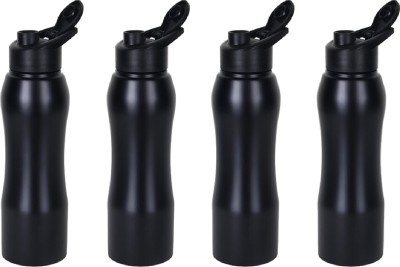 Prosila Stainless steel bottle Leak Proof Water Curvy Sipper Fridge Bottles 750 ml Bottle(Pack of 4, Black, Steel)