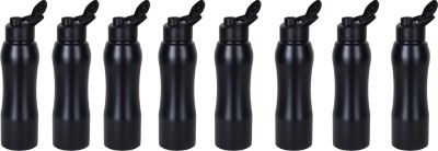 Prosila Stainless steel bottle Leak Proof Water Curvy Sipper Fridge Bottles 750 ml Bottle(Pack of 8, Black, Steel)