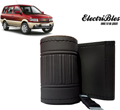 ELCETTRIBLES Hand Stiched Steering Cover For Chevrolet Tavera(Black, Leatherite)