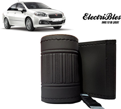 ELCETTRIBLES Hand Stiched Steering Cover For Fiat Linea(Black, Leatherite)
