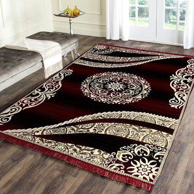 Linen Basics Maroon Chenille Runner(5 ft,  X 7 ft, Rectangle)