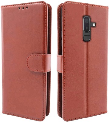 Juberous Flip Cover for Samsung Galaxy J8, Samsung Galaxy A6 Plus(Brown, Cases with Holder, Pack of: 1)