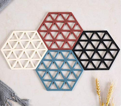 SHIDHMI Triangle Reversible PVC Coaster Set(Pack of 4)