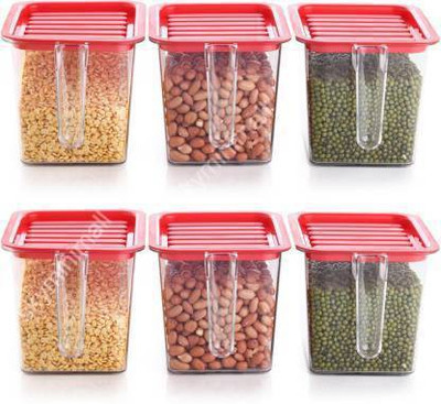 nunki trend Plastic Fridge Container  - 1100 ml(Pack of 6, Red)