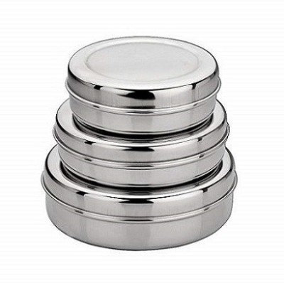 Strobine Steel Grocery Container  - 500 ml, 1000 ml, 1500 ml(Pack of 3, Silver)