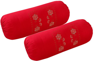 TURIYA Cotton Bolsters Cover(80 cm*38 cm, Pack of 2, Maroon)
