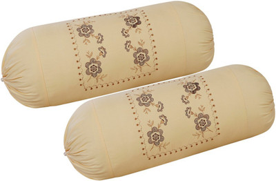 TURIYA Cotton Bolsters Cover(80 cm*38 cm, Pack of 2, Cream)