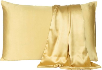 DLK Satin Pillows Cover(Pack of 2, 48 cm*69 cm, Gold)