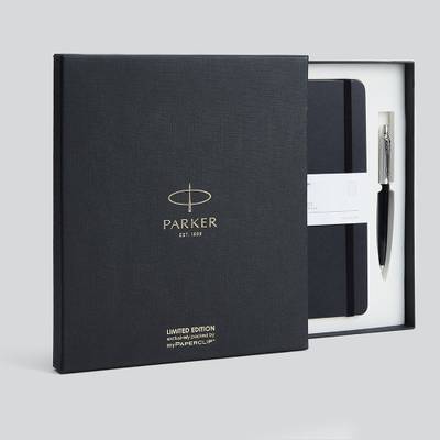 PARKER Jotter Ball Pen Gift Set with myPAPERCLIP A5 Diary Single Rule 192 Pages  (Black, Pack of 2)