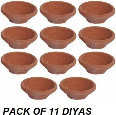 SJS Earthenware (Pack of 11) Table Diya(Height: 1 inch)