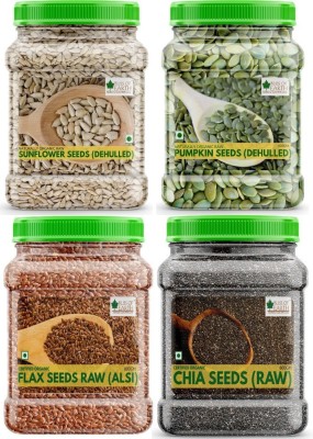 Bliss of Earth Combo of Certified Organic Chia Seeds, Flax Seeds, Pumpkin Seeds & Sunflower Seeds 600gm Each Raw Superfood For Weight Loss Chia Seeds, Brown Flax Seeds, Pumpkin Seeds, Sunflower Seeds(2400 g, Pack of 4)