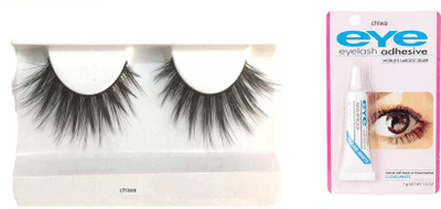 CHIWA Pair of 1 Waterproof False Eyelashes with Adhesive Eyelash Glue (Pack of 2)(Pack of 2)