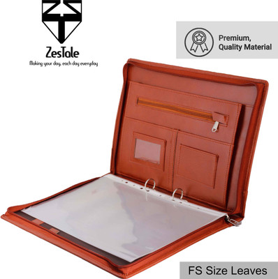 ZesTale Professional leatherette 2- Ring Document File Folder/ Certificate Holder(With 30 Leaves)(Set Of 1, Tan)