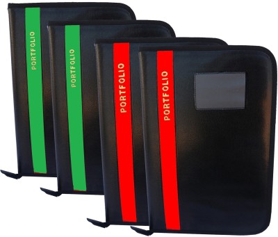 Kopila Faux Leather File Folders(Set Of 4, Cherry,Green, Black)