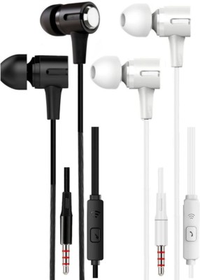 SPN SP-88 2 Pack Stereo Headphones With HD Sound Earphones With Mic Wired Headset(Black,White, In the Ear)