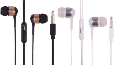 MYRA M-3 ULTRA HD BASS COMBO UNIVERSAL WIRED EARPHONE(2PCS IN PACK) Wired Headset(White, Black, In the Ear)