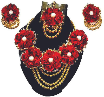 style revolver Fabric Red Jewellery Set(Pack of 1)