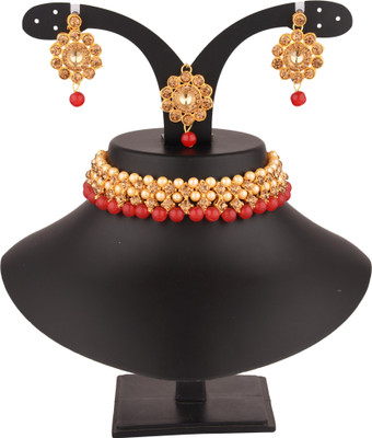 Padmavati Bangles Alloy Red Jewellery Set(Pack of 1)