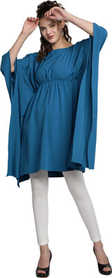 NUEVOSDAMAS Solid Crepe Women Kaftan