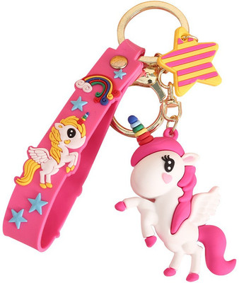 gtrp Unicorn Keychains with Charms 3D Key chains Gold Keyrings(Pink) Key Chain Key Chain