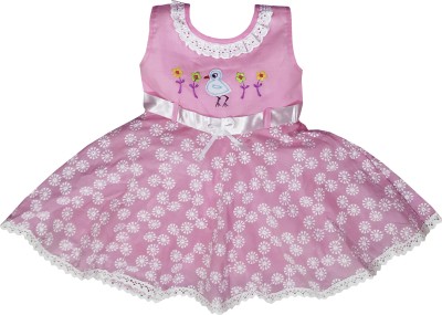 LITTLE PANDA Baby Girls Midi/Knee Length Casual Dress(Pink, Sleeveless)