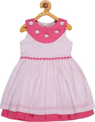 YOUNG BIRDS Indi Baby Girls Midi/Knee Length Casual Dress(Pink, Sleeveless)