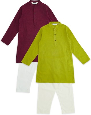 Indus Route by Pantaloons Boys Festive & Party Kurta and Pyjama Set(Light Green Pack of 1)