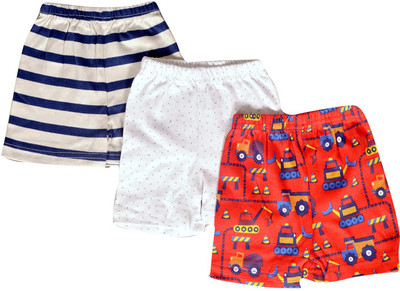 RUDRA KA Short For Baby Boys & Baby Girls Casual Printed Cotton Blend(White, Pack of 3)