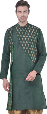 DEYANN Men Printed Straight Kurta(Dark Green)