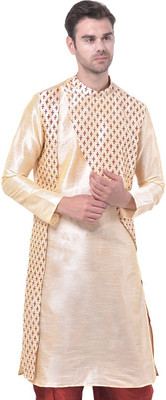 DEYANN Men Printed A-line Kurta(Gold)
