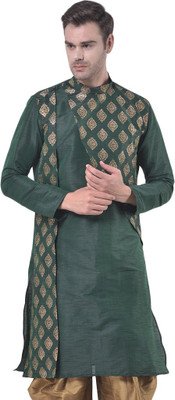 DEYANN Men Printed Straight Kurta(Dark Green)