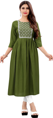KETAKI FASHION Women Embroidered A-line Kurta(Dark Green)