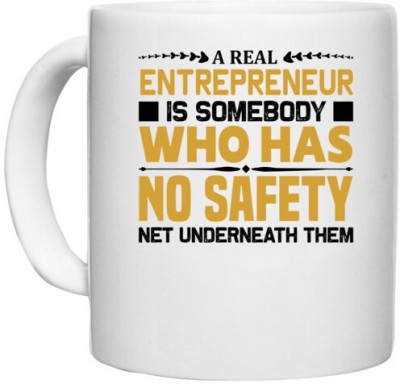 UDNAG White Ceramic Coffee / Tea 'Entrepreneur | A real' Perfect for Gifting [330ml] Ceramic Coffee Mug(330 ml)