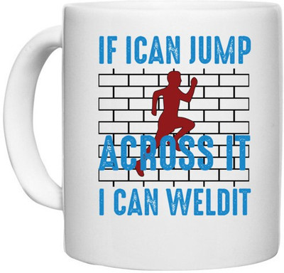 UDNAG White Ceramic Coffee / Tea 'If i can jump' Perfect for Gifting [330ml] Ceramic Coffee Mug(330 ml)