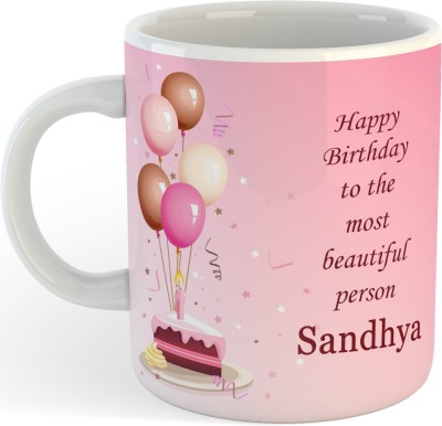 SAHU KRAFT Gifts Happy Birthday Sandhya Name Printed Coffee , Sandhya , Best Gift For Friends , Lovers , Sister , Wife , Daughter Name Ceramic Coffee Mug(330 ml)