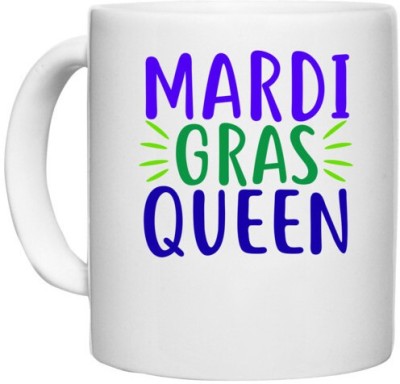 UDNAG White Ceramic Coffee / Tea 'Queen | mardi gras QUEEN' Perfect for Gifting [330ml] Ceramic Coffee Mug(330 ml)