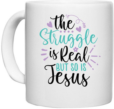 UDNAG White Ceramic Coffee / Tea 'Easter | the struggle is real but so is' Perfect for Gifting [330ml] Ceramic Coffee Mug(330 ml)