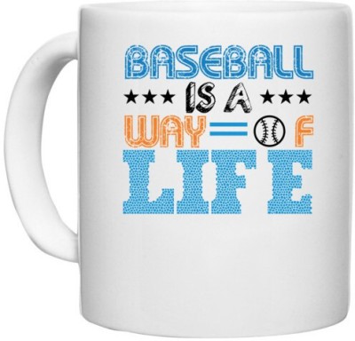 UDNAG White Ceramic Coffee / Tea 'Baseball | BASEBALL IS A WAY OF LIFE' Perfect for Gifting [330ml] Ceramic Coffee Mug(330 ml)