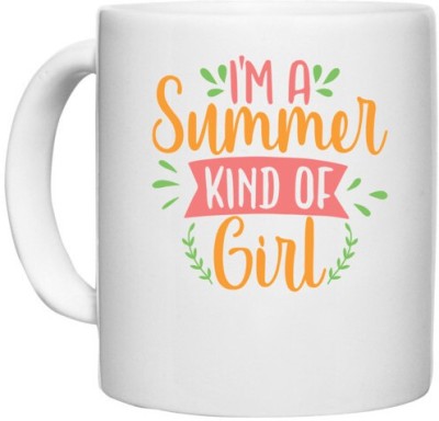 UDNAG White Ceramic Coffee / Tea 'Summer girl | i'm a summer kind of girl' Perfect for Gifting [330ml] Ceramic Coffee Mug(330 ml)