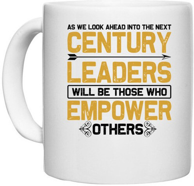 UDNAG White Ceramic Coffee / Tea 'Leaders | As we' Perfect for Gifting [330ml] Ceramic Coffee Mug(330 ml)